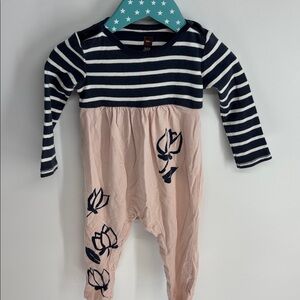 Tea Collection Striped Romper in Navy and Cream